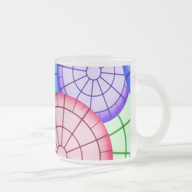 Bright and Colourful Abstract Circles Pattern Frosted Glass Coffee Mug (Right)