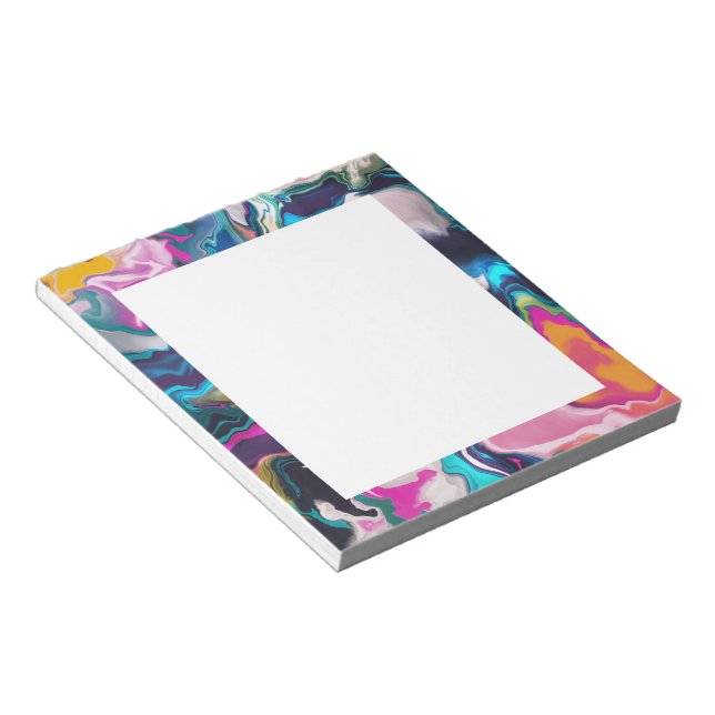 Bright and Colourful Abstract Marbling Notepad (Angled)