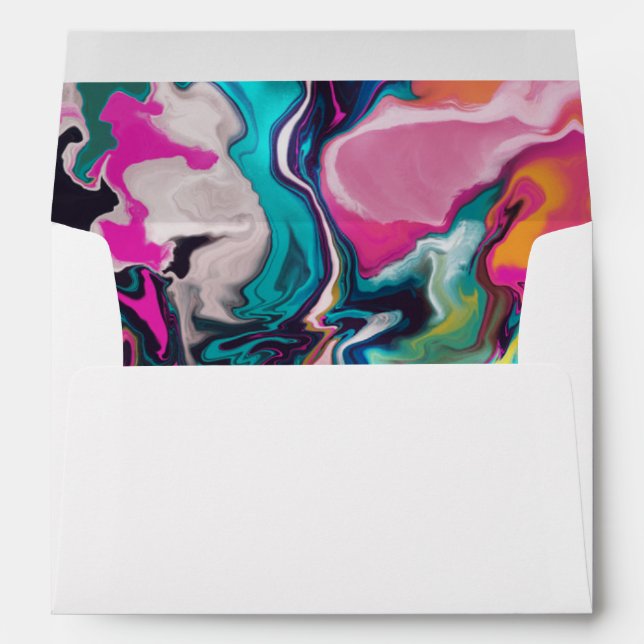Bright and Colourful Abstract Marbling Self Addres Envelope (Back (Bottom))