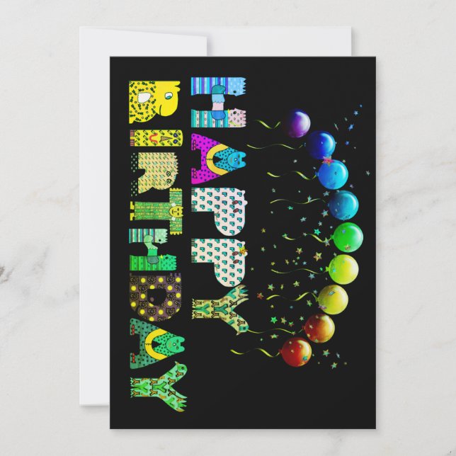 Bright and colourful Birthday  Invitation (Front)