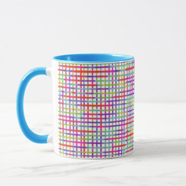 Bright and Colourful Blue Handle Mug (Left)