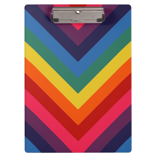 Bright and Colourful Chevron Retro Rainbow Clipboard (Front)
