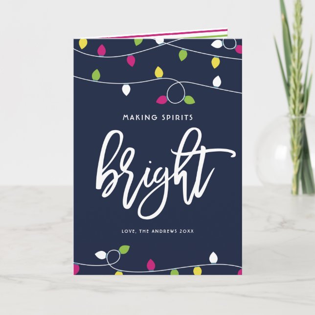 Bright and Colourful Christmas Lights Holiday Card (Front)