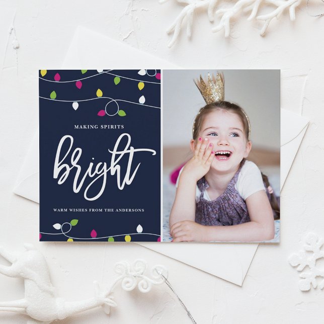 Bright and Colourful Christmas Lights Photo Holiday Card (Creator Uploaded)