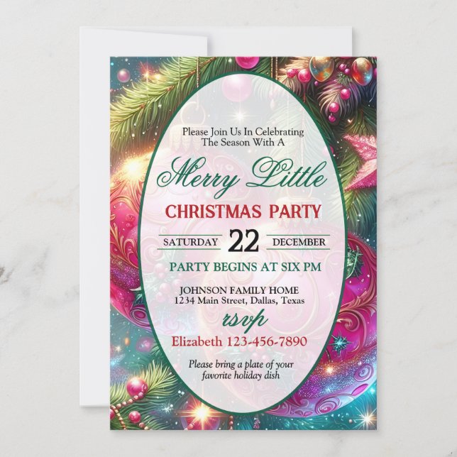 Bright and Colourful Christmas Party Invitation (Front)