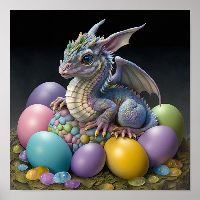 Bright and ColourFul Easter Dragon Print (Front)