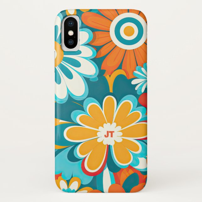 Bright and Colourful Floral 70s Retro  Case-Mate iPhone Case (Back)