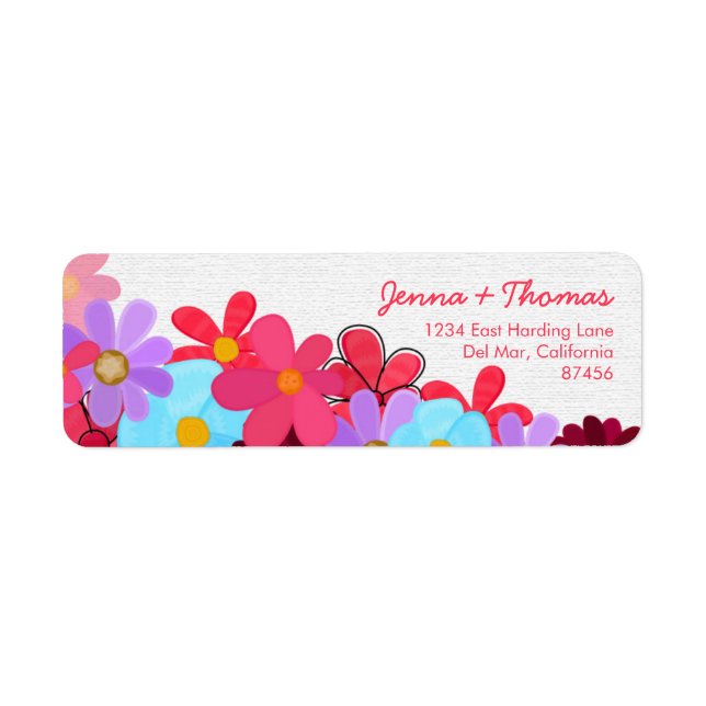 Bright and Colourful Floral Wedding Address Labels (Front)