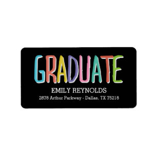 Bright and Colourful Graduation Address Label