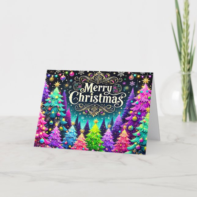 Bright and Colourful Merry Christmas Holiday Card (Front)