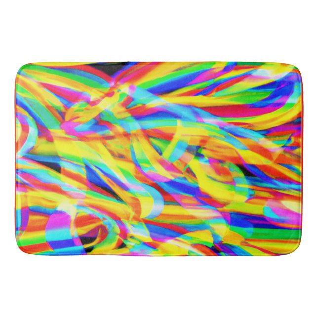 Bright And Colourful Neon Pattern Art Bath Mat (Front)