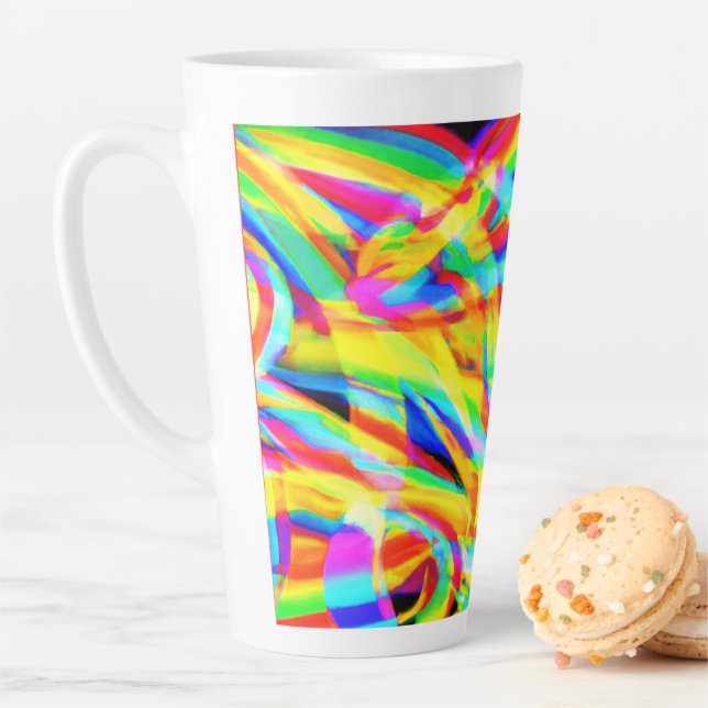 Bright And Colourful Neon Pattern Art Latte Mug (In Situ)