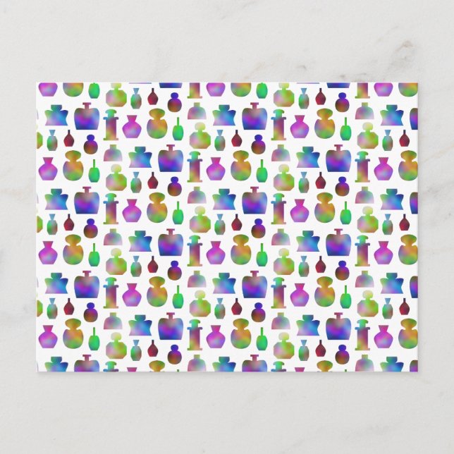 Bright and Colourful Perfume Bottles Pattern. Postcard (Front)