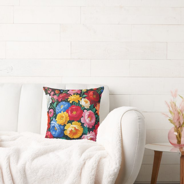 Bright and colourful roses cushion (Couch)