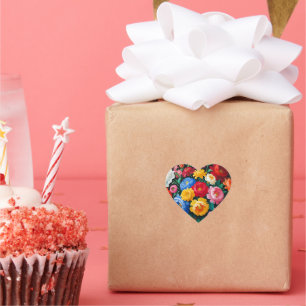 Bright and colourful roses heart sticker