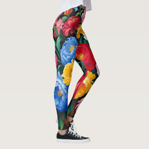 Bright and colourful roses leggings