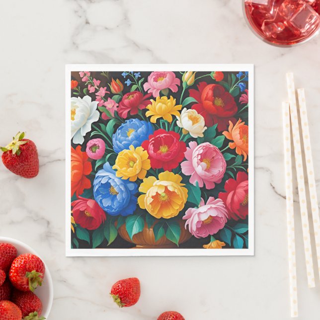 Bright and colourful roses napkin (Insitu)