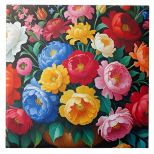 Bright and colourful roses tile