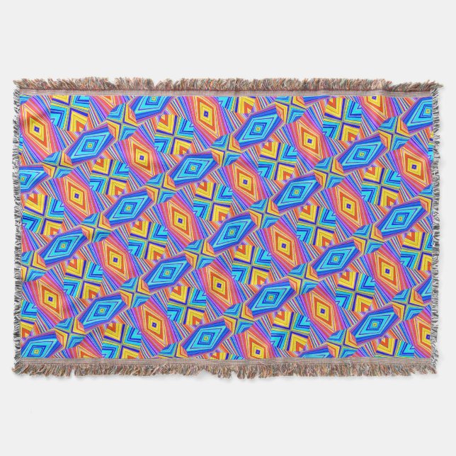 Bright and Colourful Unique Pattern Throw Blanket (Front)