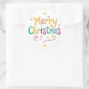 Bright and cool Merry Christmas Classic Round Sticker