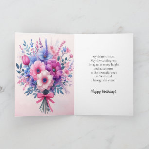 Bright and Cute Pink Purple Blue Flowers  Card