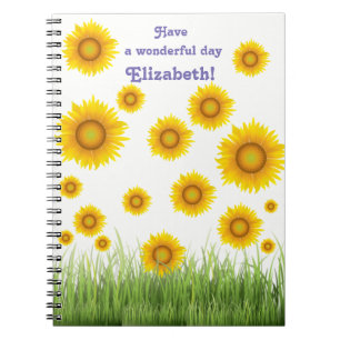 Bright and Elegant Sunflower Graphic Design Spiral Notebook