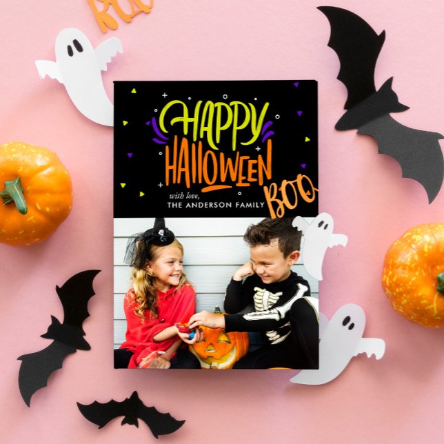 Bright and Festive Halloween Photo Holiday Card (Creator Uploaded)