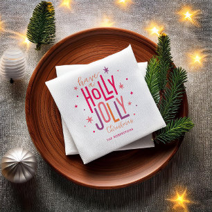 Bright and Festive "Holly Jolly" Christmas Napkin
