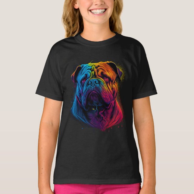 Bright and Fluffy Chinese Shar Pei dog, Shar-Pei T-Shirt (Front)