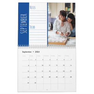 Bright and fun family photos. Notes and to do list Calendar
