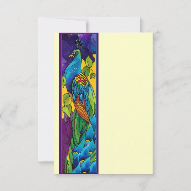 Bright and Fun Peacock Invitation RSVP (Front)