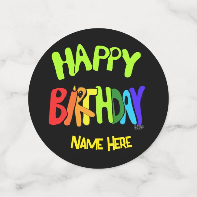 Bright and Happy Birthday Custom Name Confetti (Medium Back)
