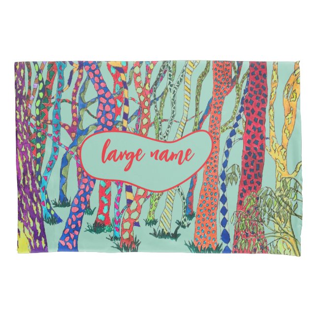 bright and happy crazy forest watercolor  fleece pillowcase (Front)