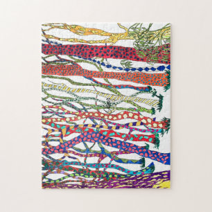 bright and happy crazy forest watercolour  jigsaw puzzle