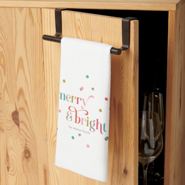 Bright and Merry Christmas Holiday Kitchen Towel (Thirds Fold)