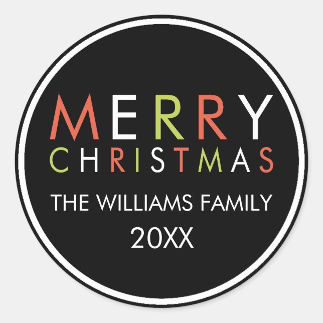 Bright and Merry Christmas Sticker - black (Front)