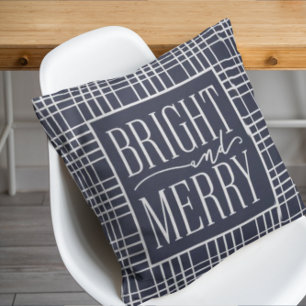 Bright and Merry Modern Holiday Plaid Cushion