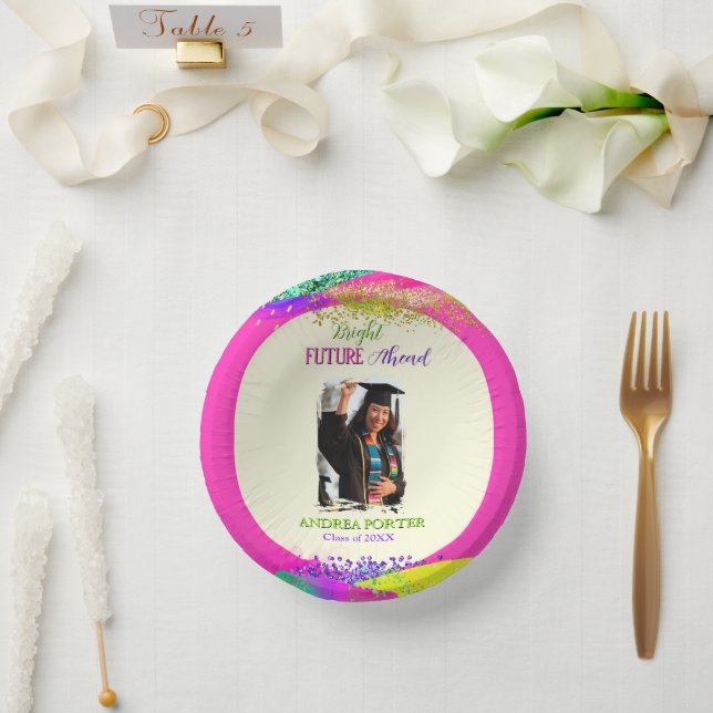 Bright and Promising Future Ahead Graduation Party Paper Plate (Wedding)