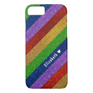 Bright and Sparkly Rainbow Faux Glitter Striped Case-Mate iPhone Case