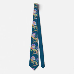 Bright and Vivid Chinese Fire Dragon Cut Out Tie