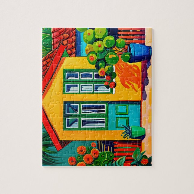 Bright and vivid painting of house jigsaw puzzle (Vertical)