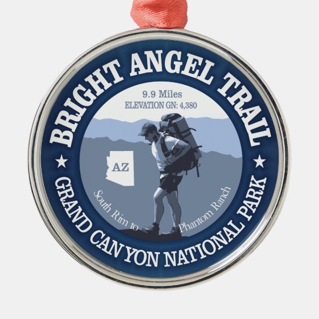 Bright Angel Trail (rd) Metal Tree Decoration (Front)