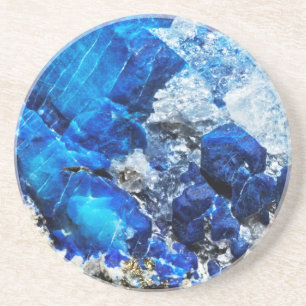 Bright Aqua Blue Geode Mineral Stone Coaster