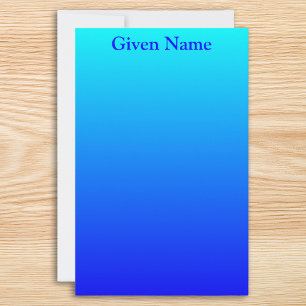 Bright Aqua Blue Personalised Ombre Stationery