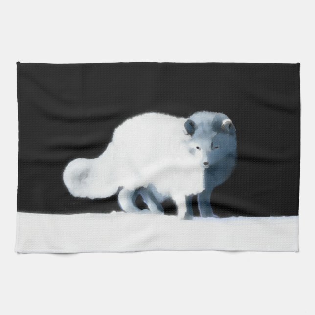 Bright Arctic Fox Tea Towel (Horizontal)