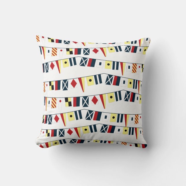 Bright Array of Nautical Flags Pillow (Front)