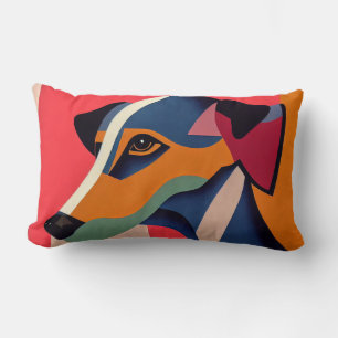 Bright Art Deco Greyhound Face Lumbar Cushion