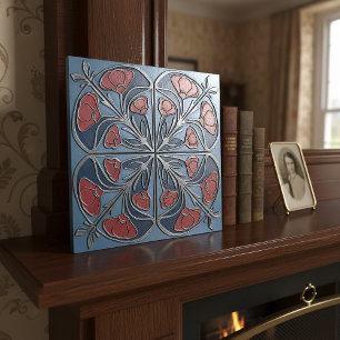 Bright Art Nouveau Floral Medallion#13 ID1193 Tile