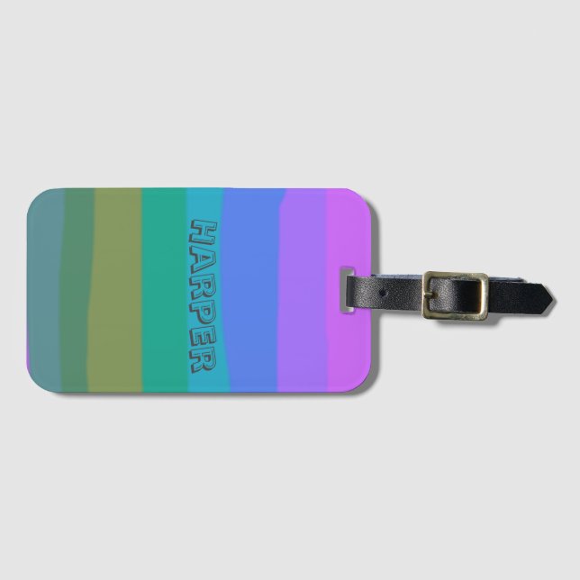 Bright Arty Pretty Cool Colourful Girls Luggage Tag (Front Horizontal)
