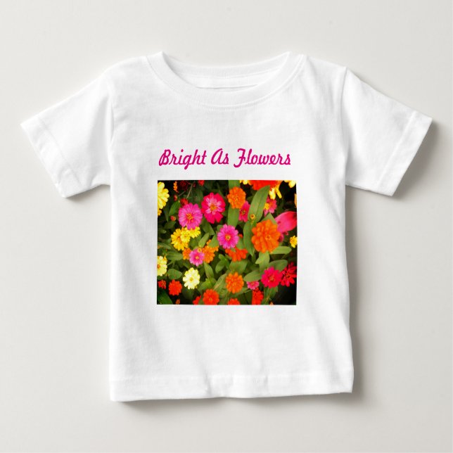 Bright as Flowers Pink Toddler Ruffle Tee (Front)